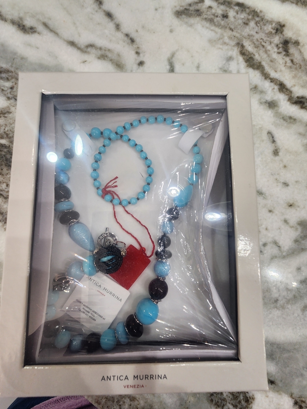 Antica Murrina Blue Bead Necklace and Bracelet Set